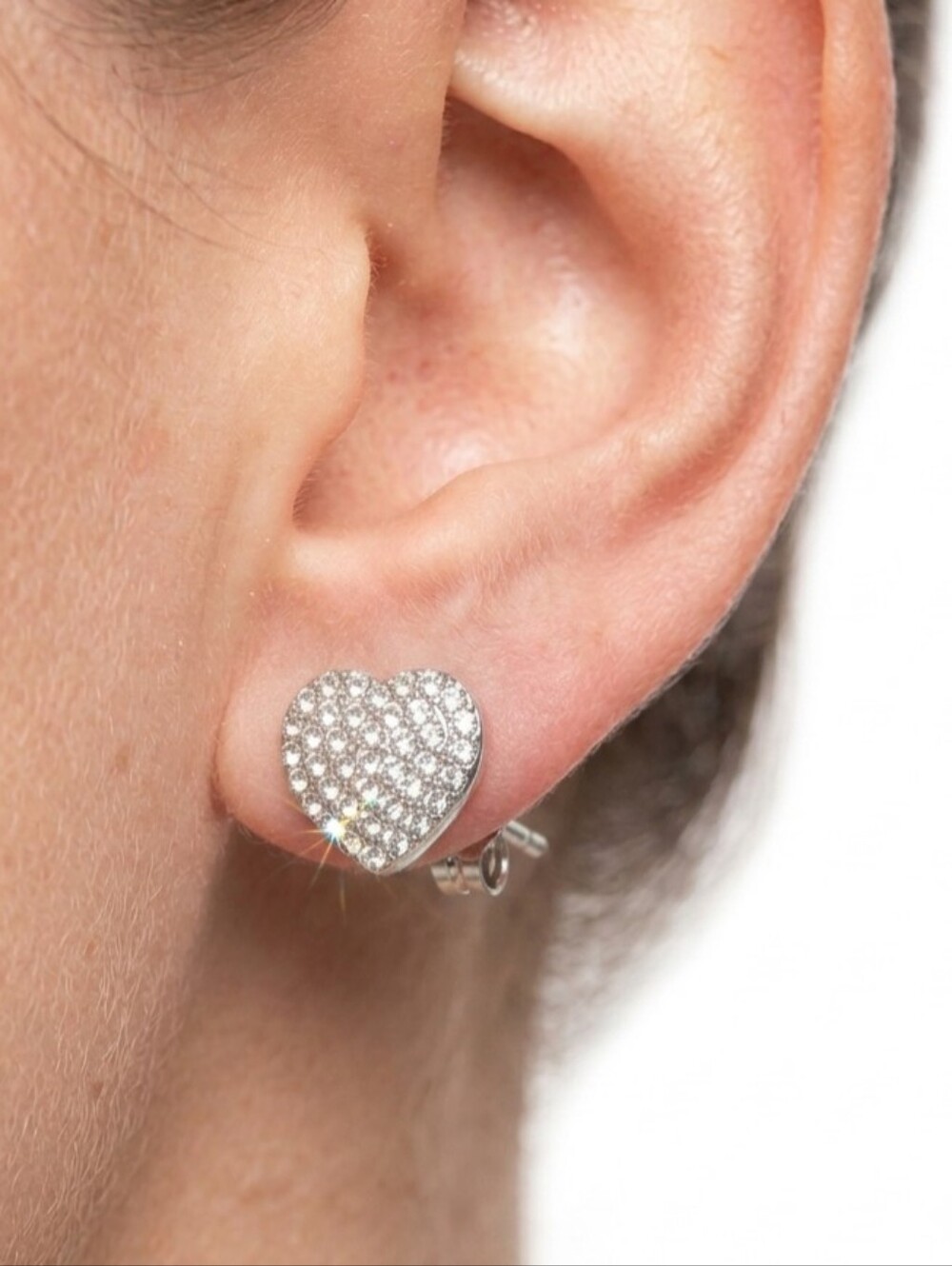 NWT Silver Crystal Heart Stud Earrings Wedding Bridesmaid Bride Feminine Preppy